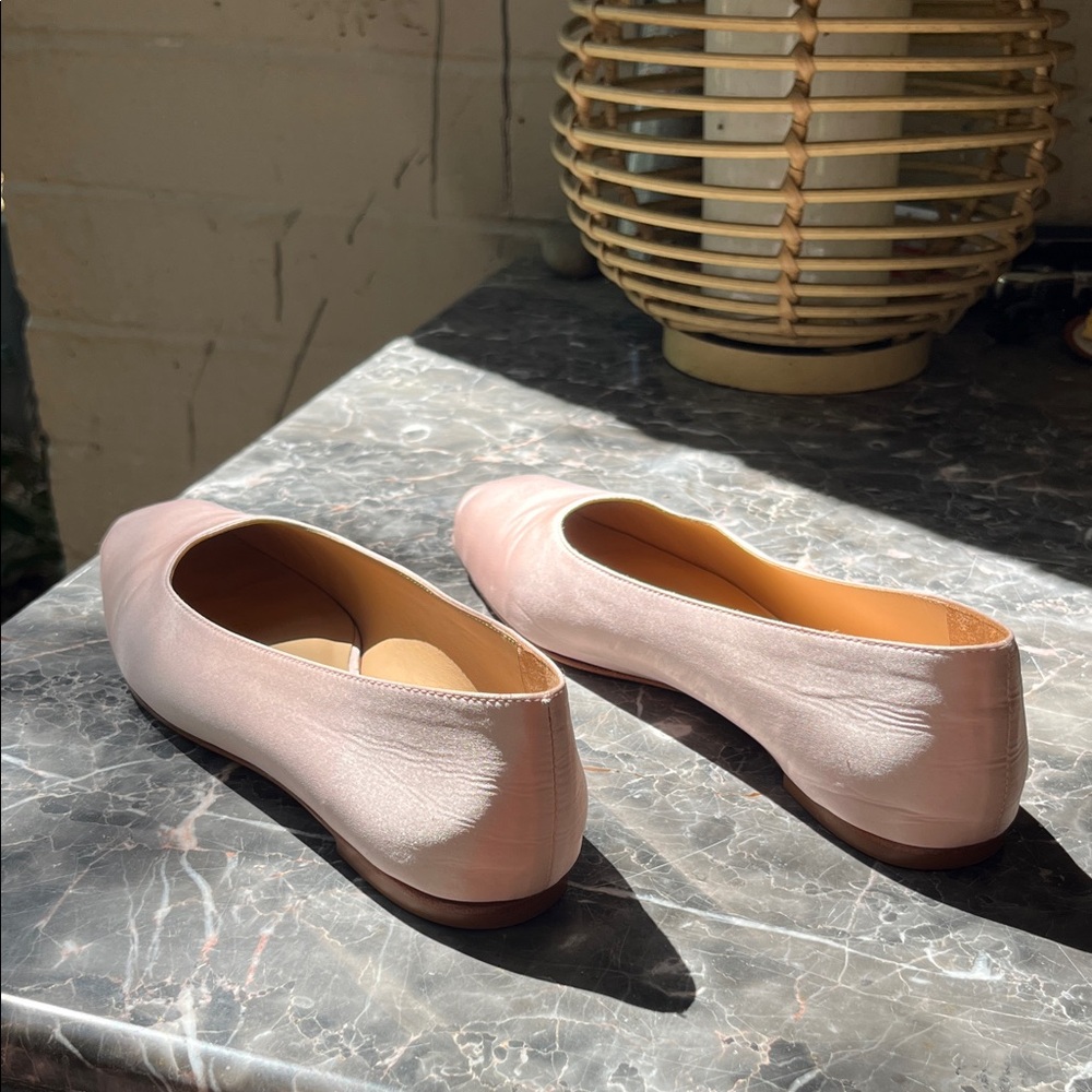Reformation Blush Satin Square-Toe Mikayla Ballet Flats - Picture 4 of 6